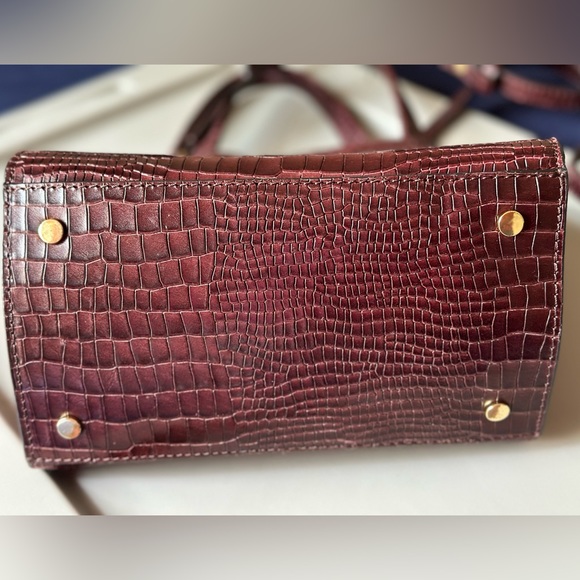 Banana Republic Leather embossed croc and suede bag burgundy - Picture 2 of 7